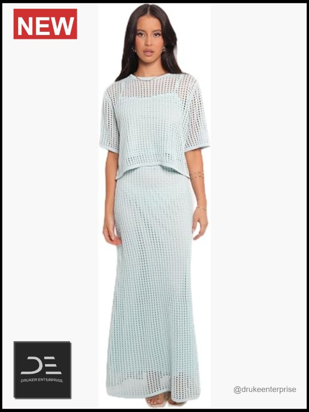 Two Piece Knit Set: Cropped Top & Maxi Skirt